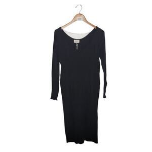 Dress Sweater Long Sleeve Size XXL Black V Neck Midi New Knit‎ Bodycon Stretch